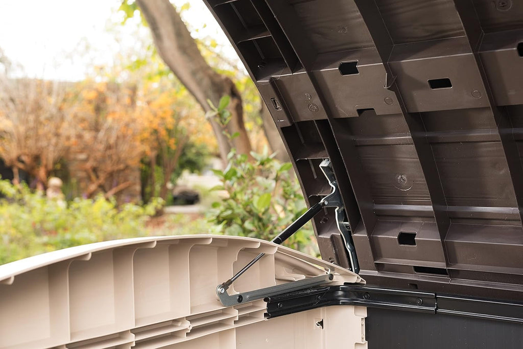 2000L Outdoor Garden Storage Shed – Beige & Brown