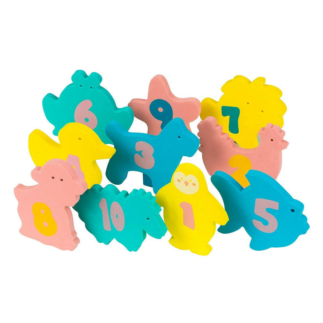 ClevaMama Baby Bath Foam Toys with Tidy Bag (Multi-Coloured)