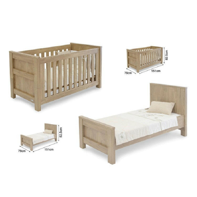 Babystyle Bordeaux Nursery Furniture Set - Oak - 3 Piece (Free Mattress)
