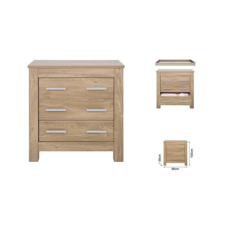 Babystyle Bordeaux Nursery Furniture Set - Oak - 3 Piece (Free Mattress)