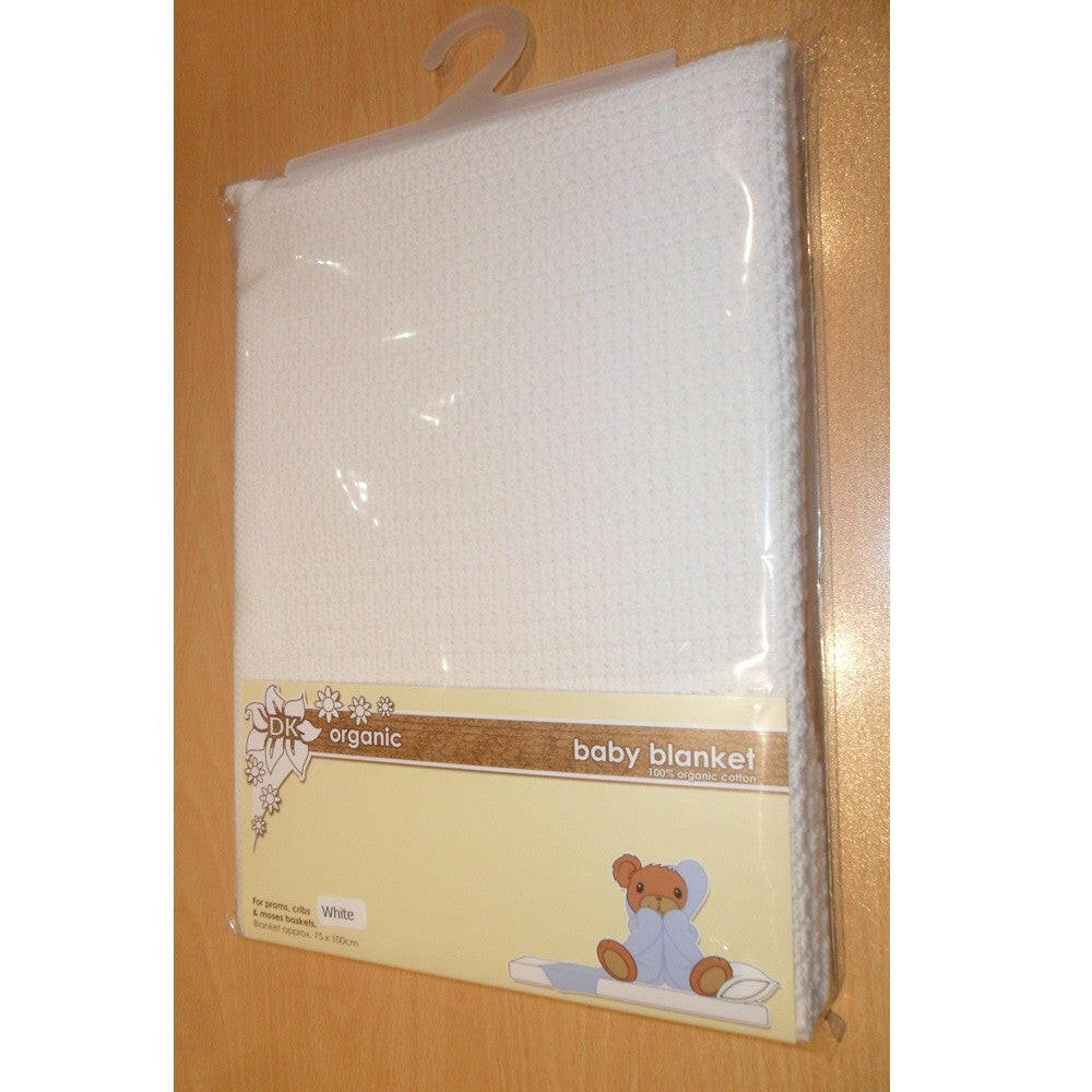 DK Glovesheets 100% Organic Cotton Baby Blanket - 100x75cm (White)