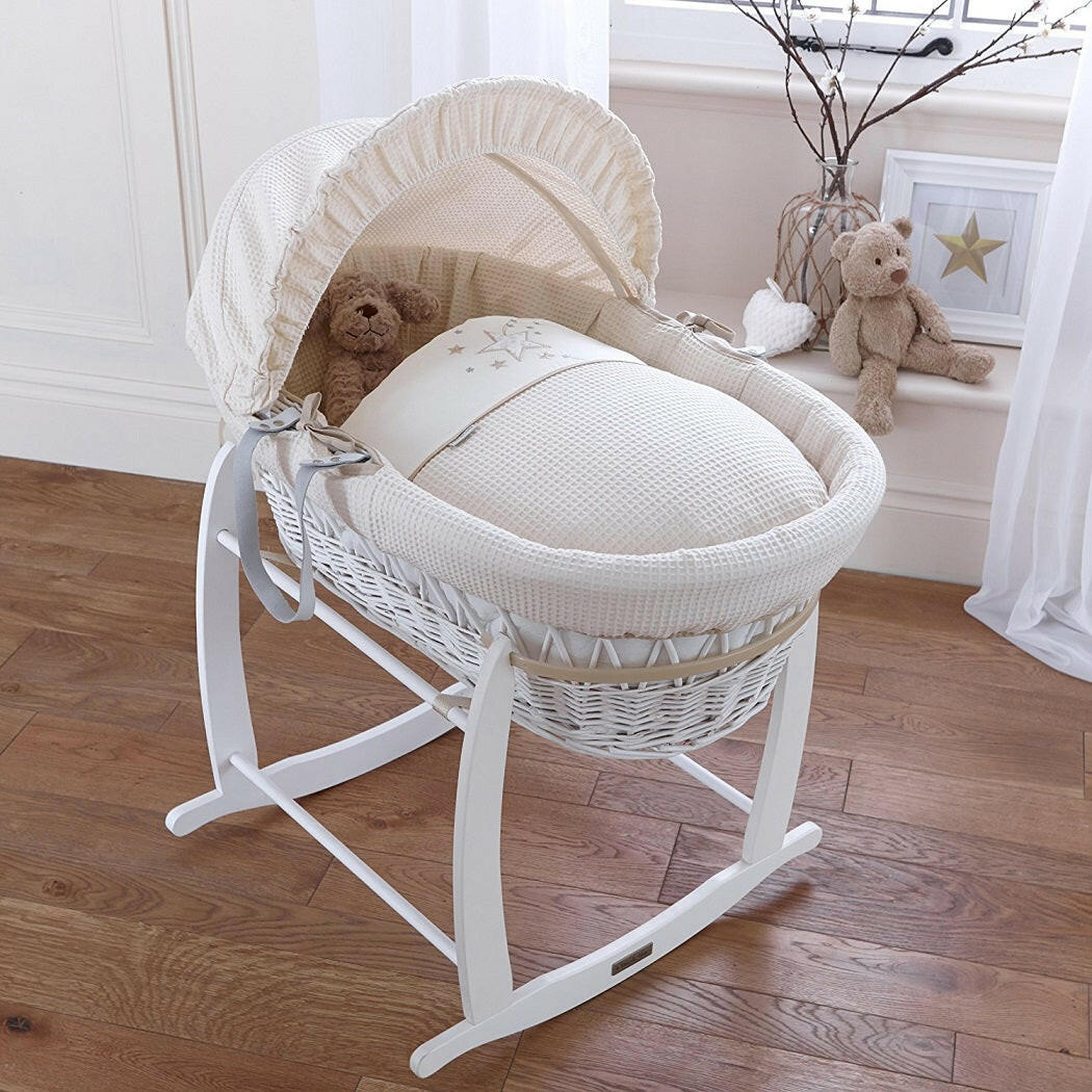 Clair de Lune Deluxe Moses Basket Rocking Stand (White)
