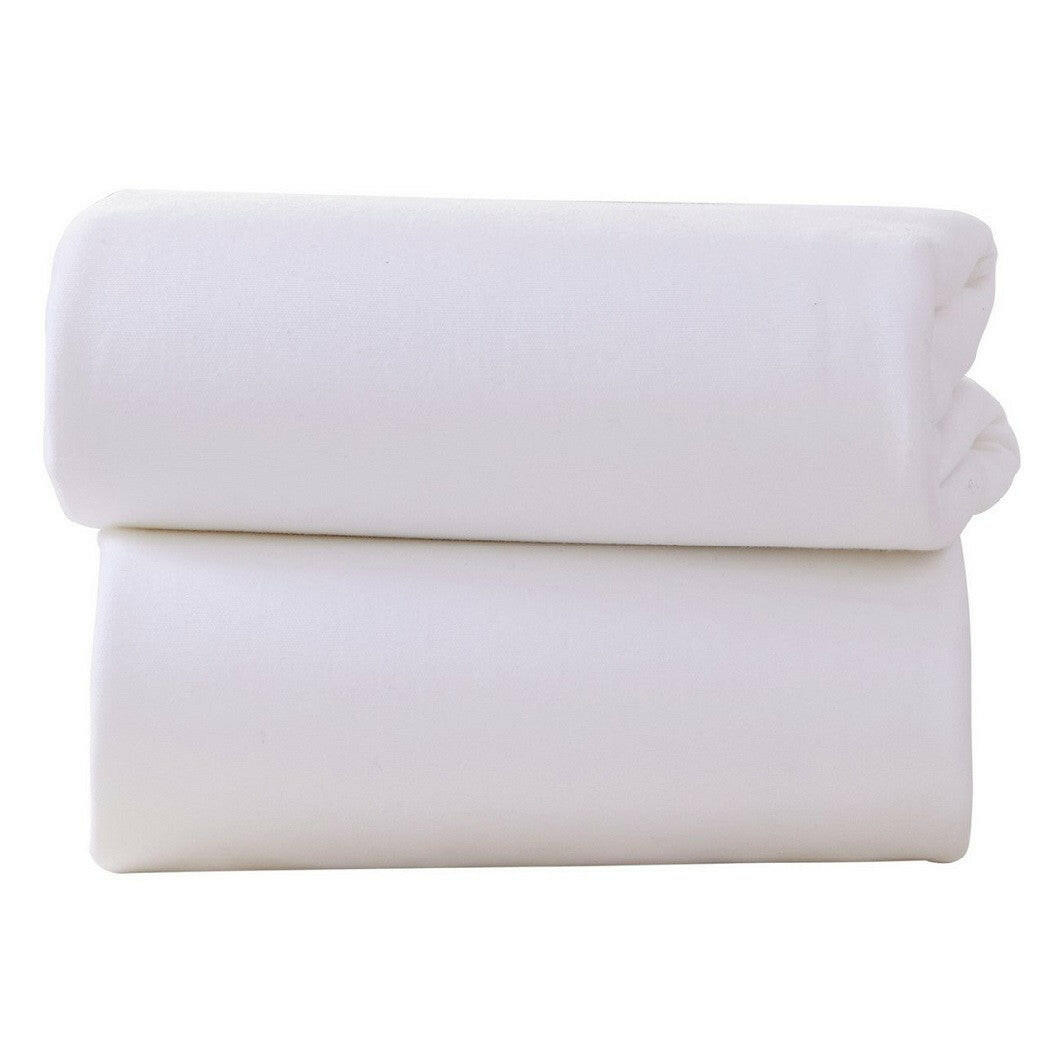 Clair De Lune Fitted Sheets for Moses Baskets - Pack of 2 (White)