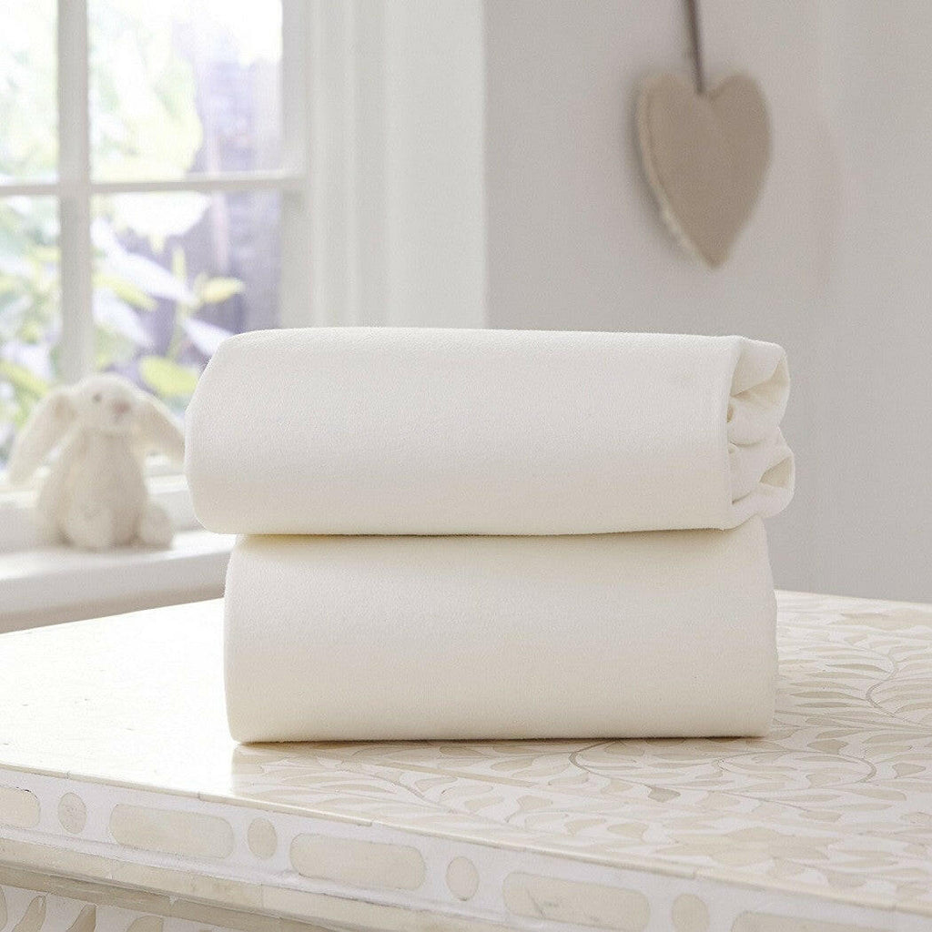 Clair De Lune Fitted Sheets for Moses Baskets - Pack of 2 (White)