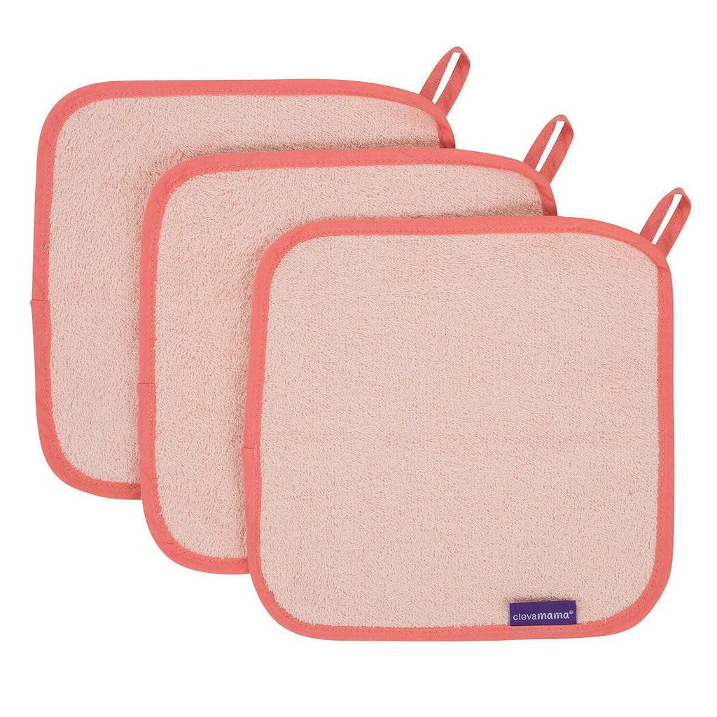 ClevaMama Bamboo Baby Washcloths - Set of 3 (Coral)