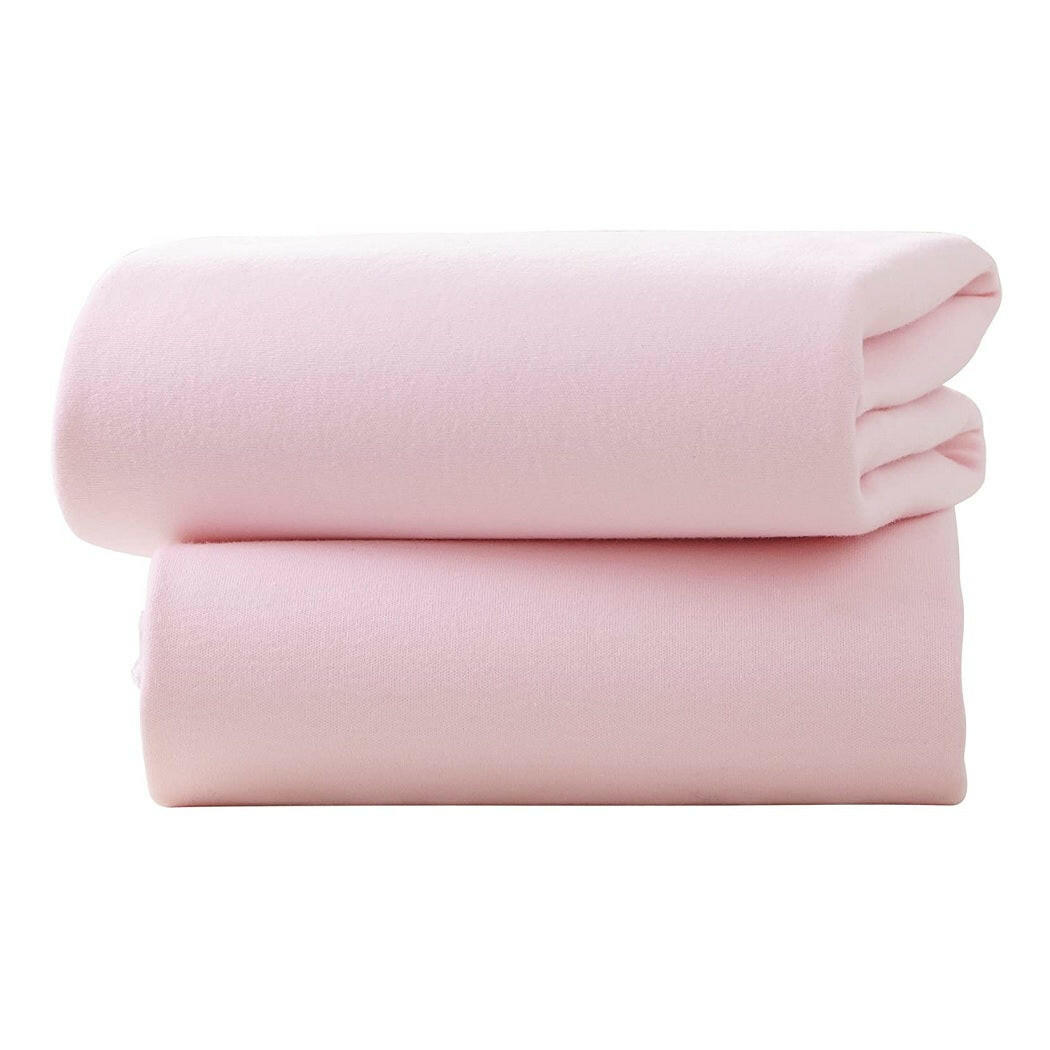 Clair De Lune Fitted Sheets for Pram/Crib Sheets - Pack of 2 (Pink) 90x40cm