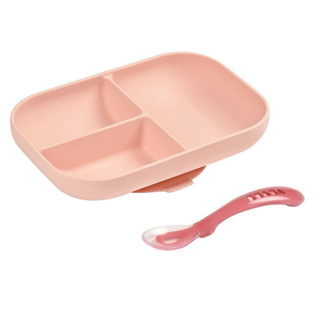 BEABA Silicone Suction Compartment Plate (Pink)