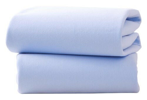 Clair De Lune Fitted Sheets for Pram/Crib Sheets - Pack of 2 (Blue) 90x40cm