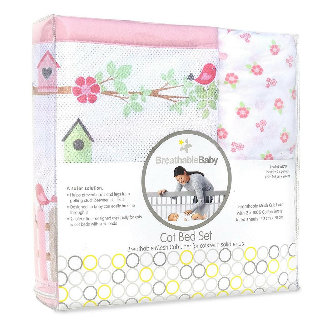 BreathableBaby Cot Bed Set (English Garden)