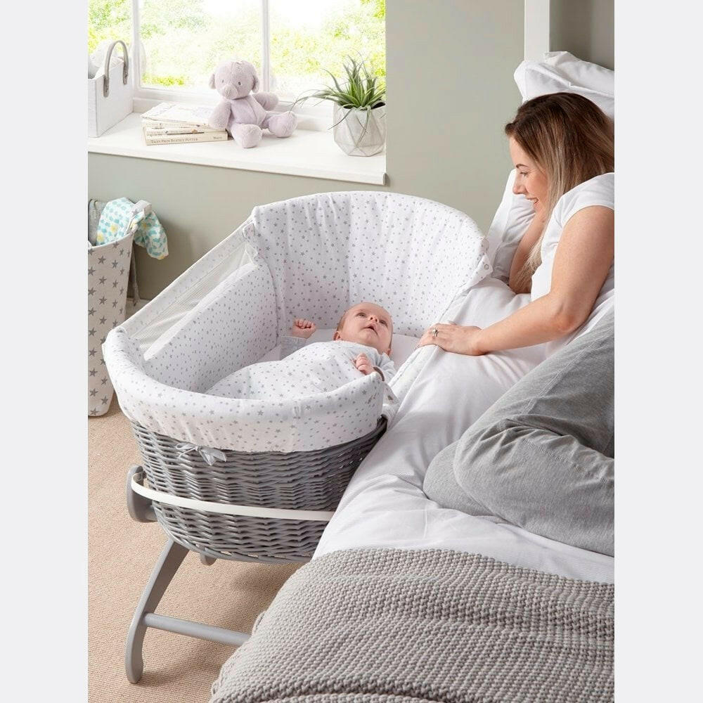 Clair De Lune Bedside Crib - Cotton Dreams (White)