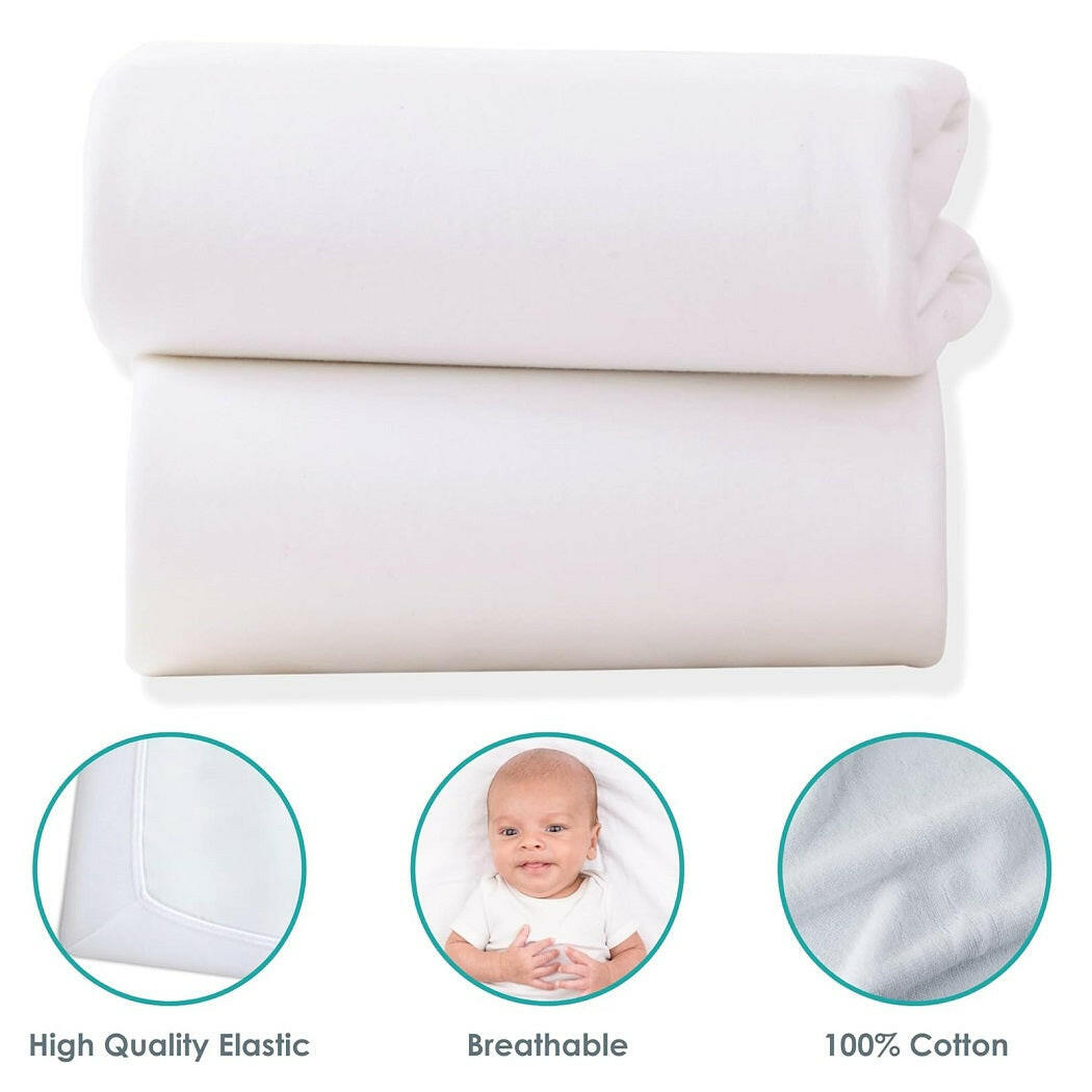 Clair De Lune Fitted Cot Bed Sheets (Pack of 2) - White