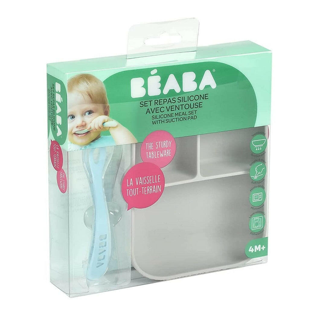 BEABA Silicone Suction Compartment Plate (Grey)