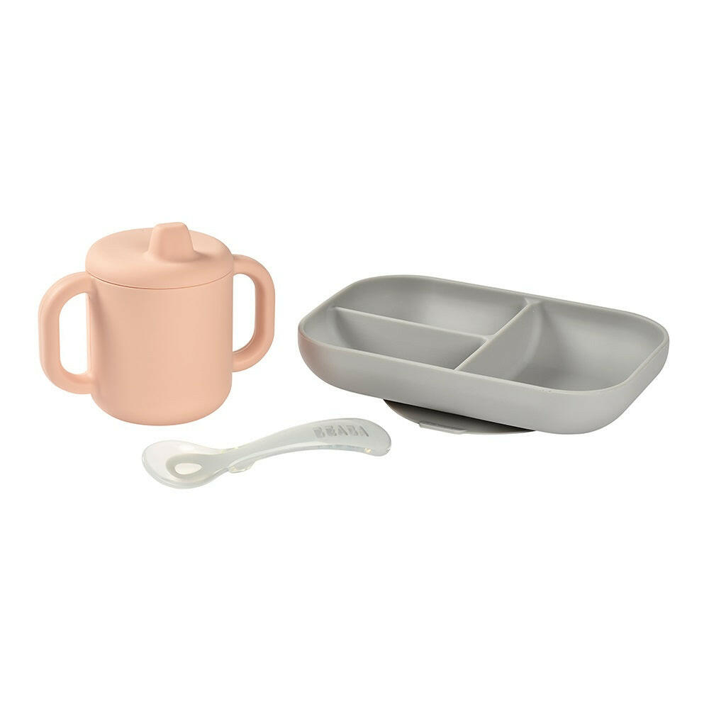 BEABA Silicone Meal Set - 3 Piece (Pink)