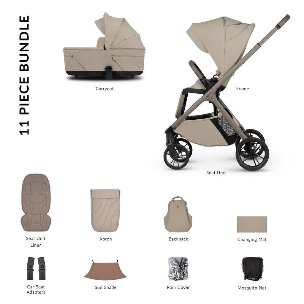 Venicci Tila Essential 11-Piece Pram & Pushchair Set – Latte