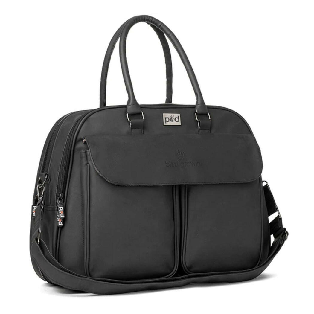 Bizzi Growin Baby Travel Crib Changing Bag - POD® (Vegan Leather - Anthracite Black)